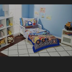 Kids Construction Bedding Set - Blue and Multicolor